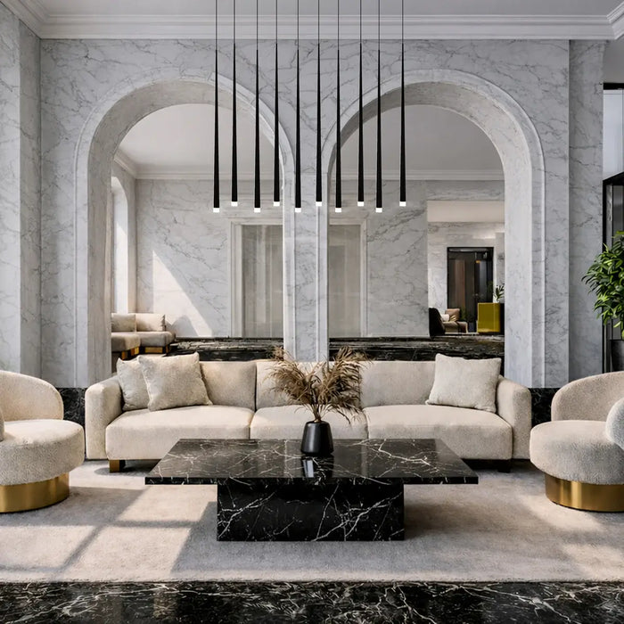 TRINA: Black 10 Light Contemporary Design LED Bar Pendant Light