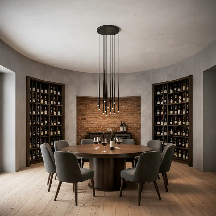 TRINA: Black 12 Light Contemporary Design LED Pendant Light