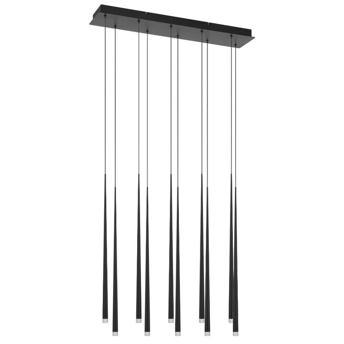 TRINA: Black 10 Light Contemporary Design LED Bar Pendant Light