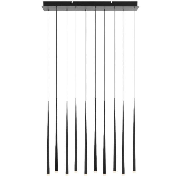 TRINA: Black 10 Light Contemporary Design LED Bar Pendant Light