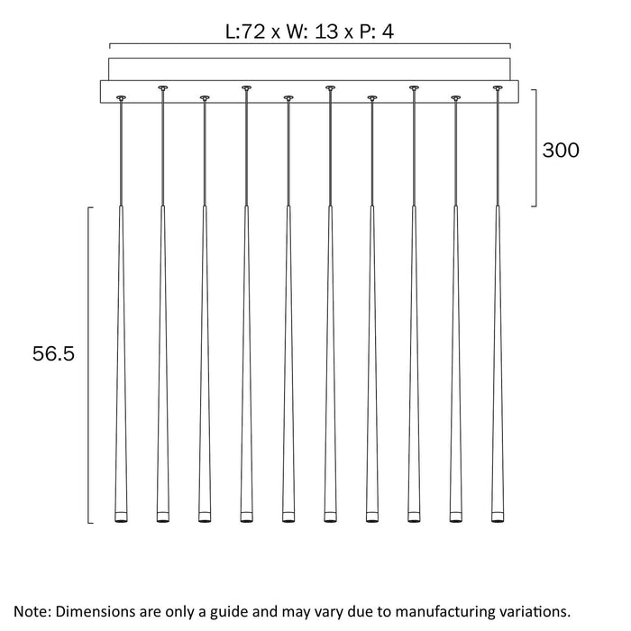 TRINA: Black 10 Light Contemporary Design LED Bar Pendant Light