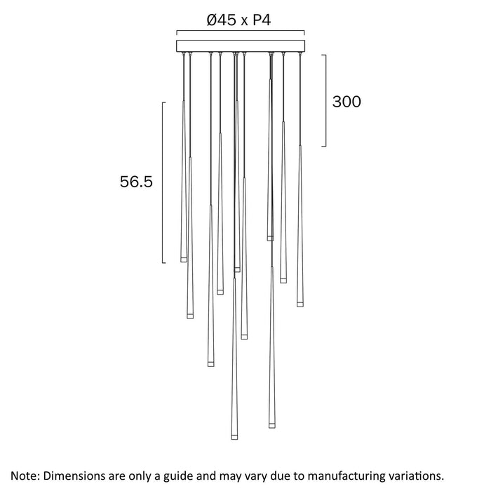 TRINA: Black 12 Light Contemporary Design LED Pendant Light