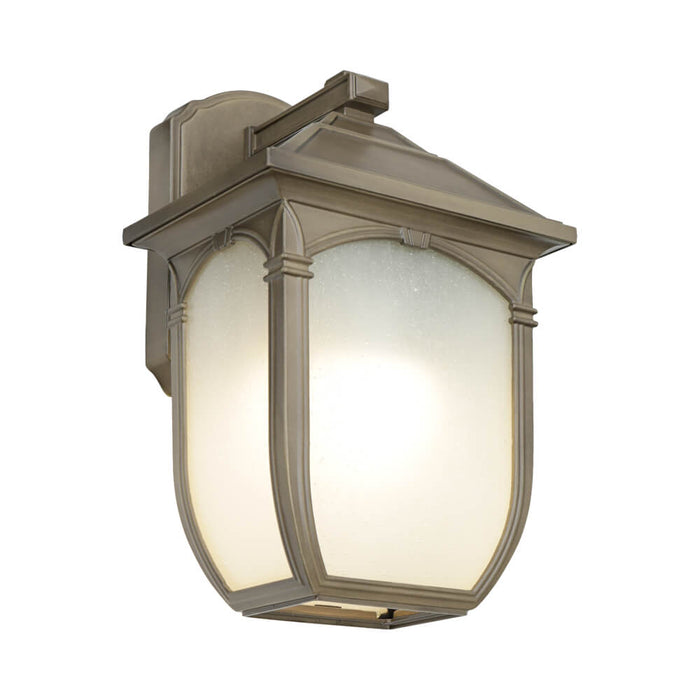 TRISTAN: Traditional IP43 Exterior Coach Wall Light with Frosted Glass Diffuser (Available in Greystone & Old Bronze, 2 Sizes)