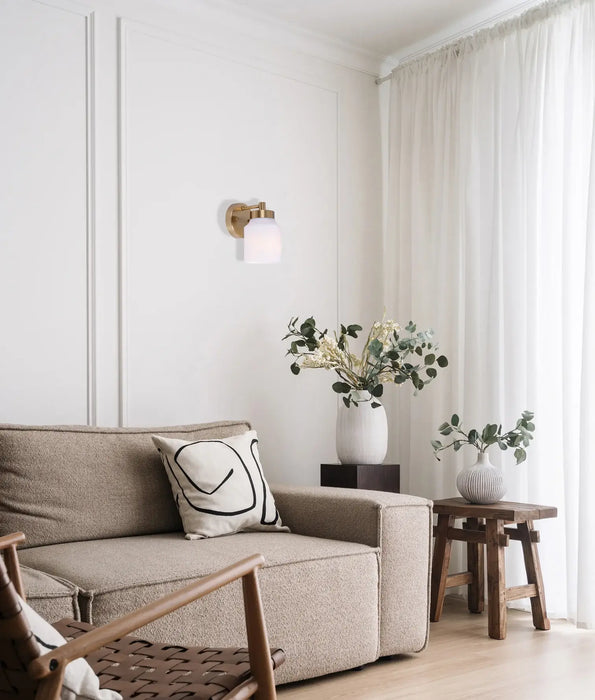 TUFO: White Jar Alabaster with Brass Highlight Interior Wall Light (Available in 1 Light and 3 Light)