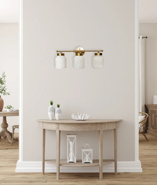 TUFO: White Jar Alabaster with Brass Highlight Interior Wall Light (Available in 1 Light and 3 Light)