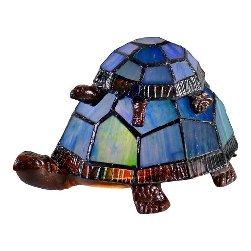 G&G Bros Piggyback Turtle Leadlight Table Lamp