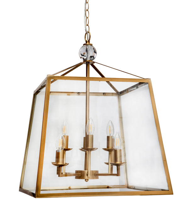 TAMARKA SATIN GOLD - Stunning Satin Gold Frame 8 x E14 Pendant with Clear Glass Panels (Copy)