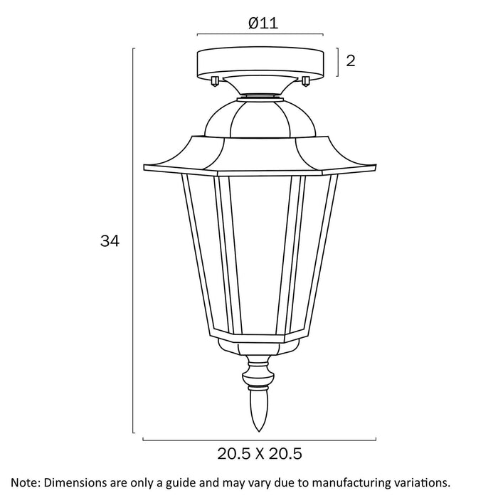 UPTON: Black Close to Ceiling Exterior Light