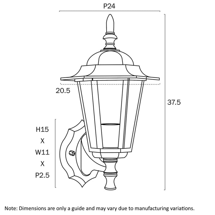 UPTON: Black IP44 Exterior Wall Light