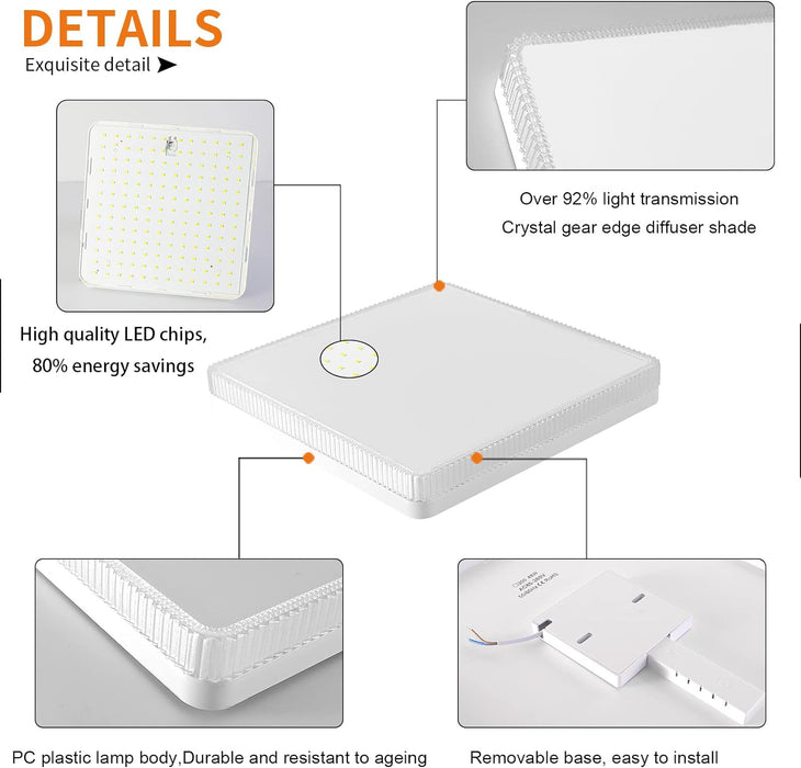 Flush Mount Ceiling Lights LED, White (30cm 48W)