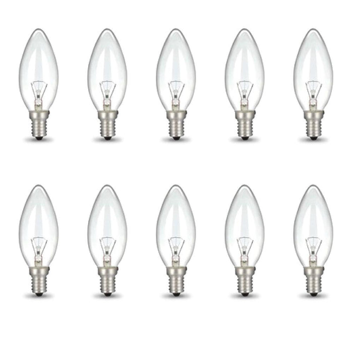 Bulk 10x E14 40W 220V Light Bulbs - C35 Candle Globe For Himalayan Salt Lamp