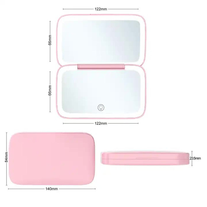 Green MR2326C Portable LED Illuminated Makeup Mirror - Foldable Lighted Vanity Mirror with 802mAh Battery