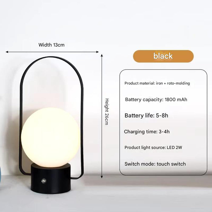 Black Portable Rechargeable LED Lantern Lamp - Touch Control 3-Color Dimmable Desk Light
