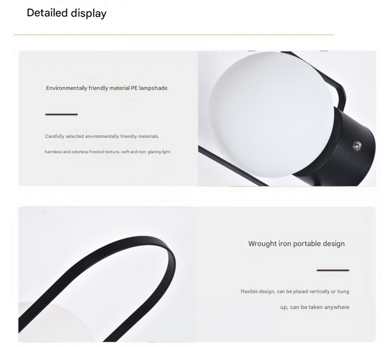 White Portable Rechargeable LED Lantern Lamp - Touch Control 3-Color Dimmable Desk Light