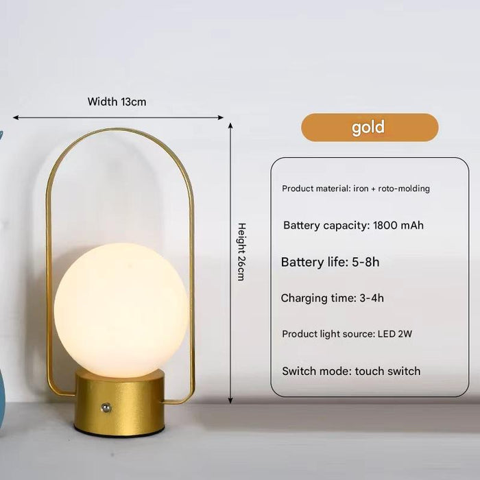 Gold Portable Rechargeable LED Lantern Lamp - Touch Control 3-Color Dimmable Desk Light