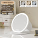 White Small Round Foldable LED Makeup Mirror - 18.5cm Desktop Vanity with 3 Color Lights & Stepless Dimming