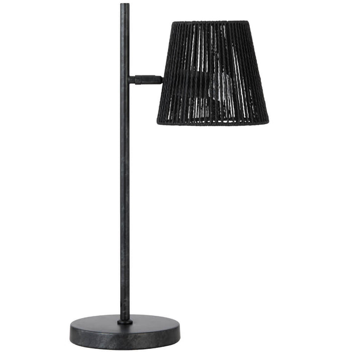 VALORA: Metal Table Lamp with Natural Fiber Shade (Available in Black & Natural)