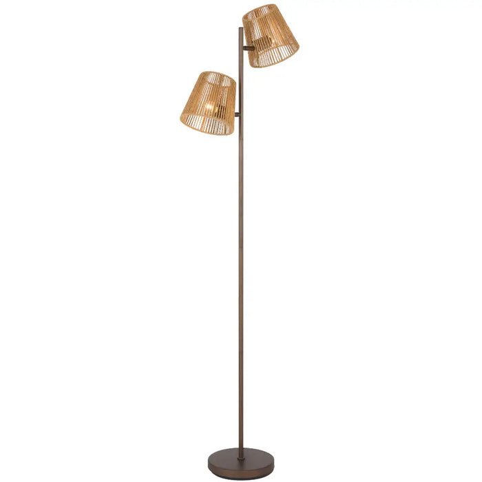 VALORA: Metal Floor Lamp with Natural Fiber Shade (Available in Black & Natural)