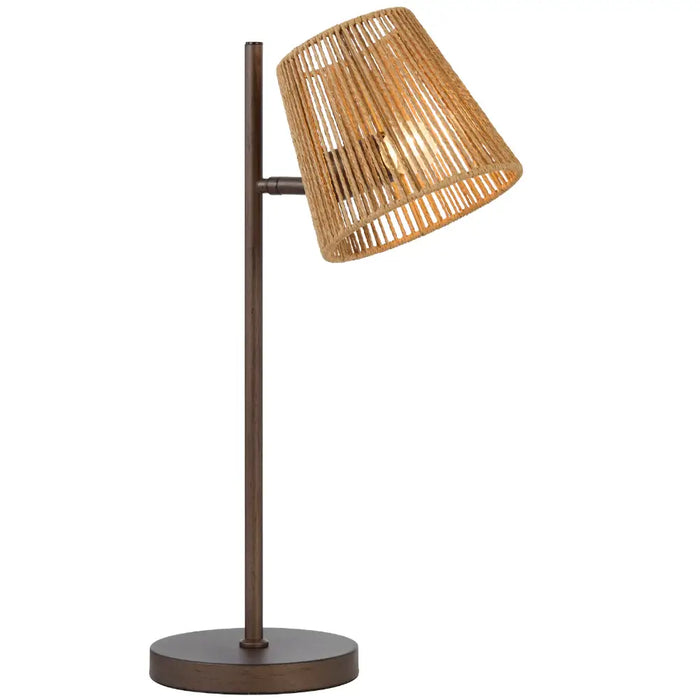 VALORA: Metal Table Lamp with Natural Fiber Shade (Available in Black & Natural)