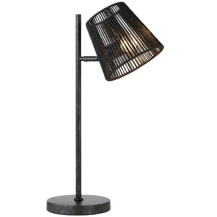 VALORA: Metal Table Lamp with Natural Fiber Shade (Available in Black & Natural)