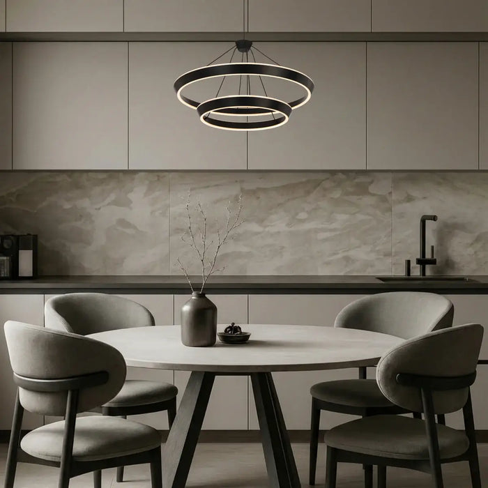 VANTEL: 3CCT Contemporary Design 2 Tier LED Ring Pendant Light