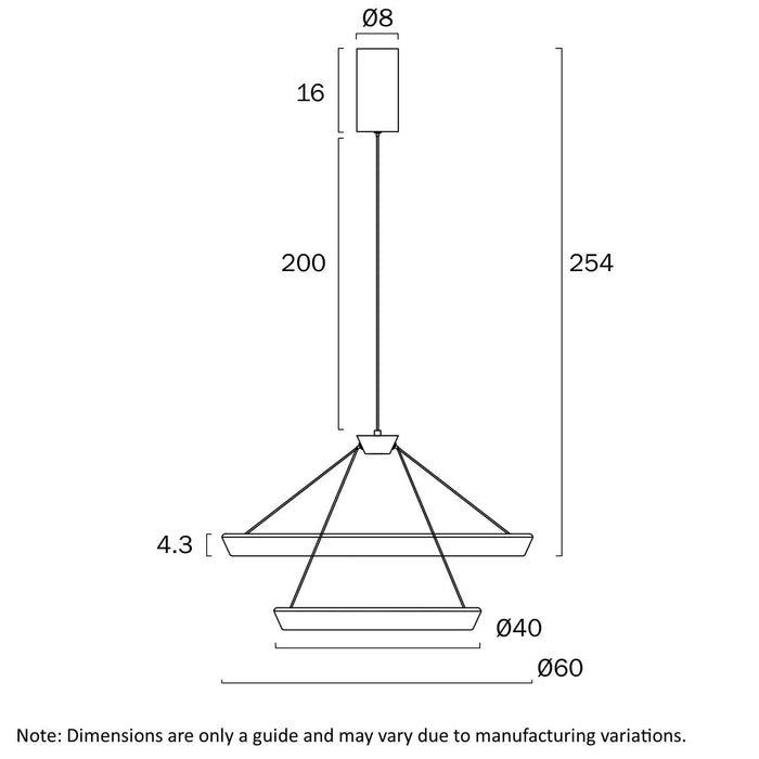 VANTEL: 3CCT Contemporary Design 2 Tier LED Ring Pendant Light