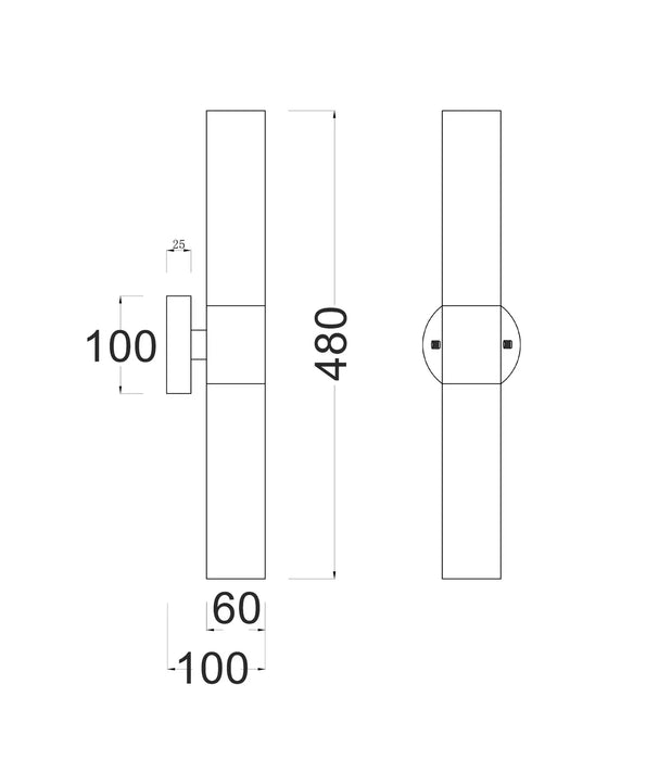 VARA: Tubular Up/Down Opal Glass Interior Wall Lights (Available in Black, Brass, White & Chrome)