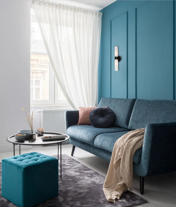 VARA: Tubular Up/Down Opal Glass Interior Wall Lights (Available in Black, Brass, White & Chrome)