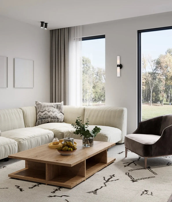 VARA: Tubular Up/Down Opal Glass Interior Wall Lights (Available in Black, Brass, White & Chrome)