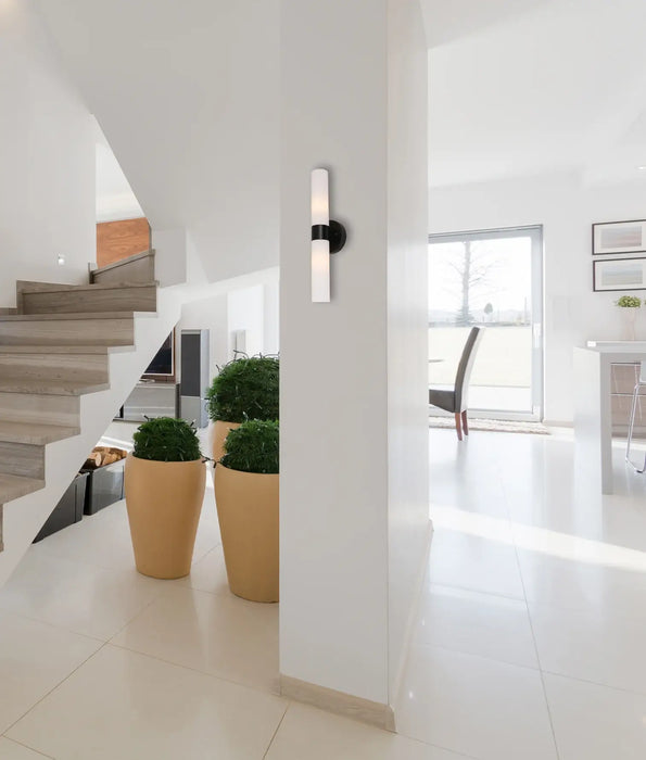 VARA: Tubular Up/Down Opal Glass Interior Wall Lights (Available in Black, Brass, White & Chrome)