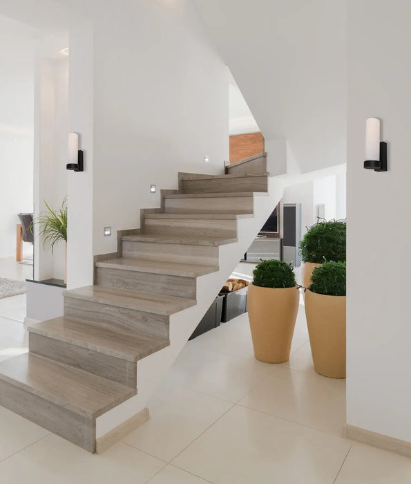 VARA: Tubular Up Opal Glass Interior Wall Lights (Available in Black, Brass, White & Chrome)