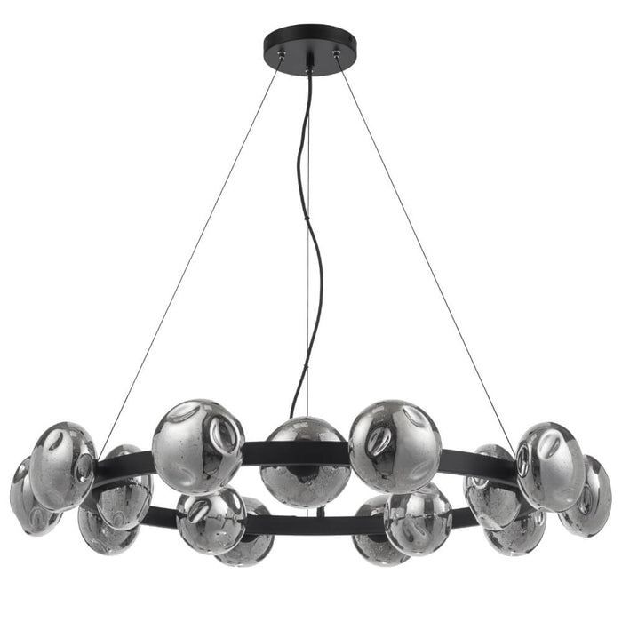VARLIN: Modern 15 Light Pendant with Mirrored Glass Shades