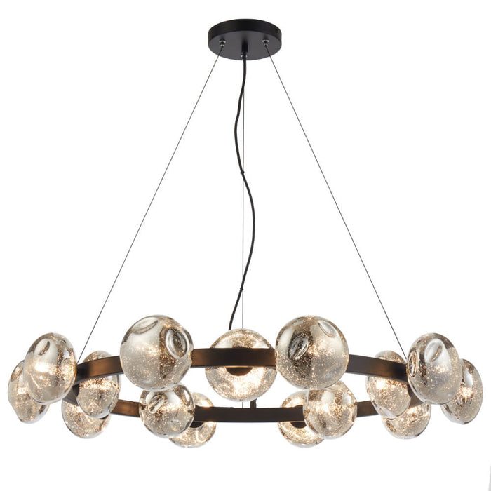 VARLIN: Modern 15 Light Pendant with Mirrored Glass Shades