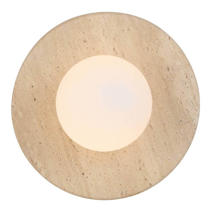 VARON: Beige Travertine Base Interior Wall Light with Glass Shade (Available in Opal, Amber, Smoke, Textured Smoke, Clear & Frost)
