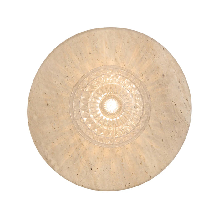 VARON: Beige Travertine Base Interior Wall Light with Glass Shade (Available in Opal, Amber, Smoke, Textured Smoke, Clear & Frost)