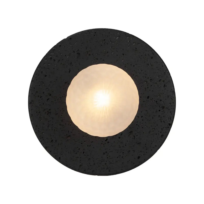 VARON: Black Travertine Base Interior Wall Light with Glass Shade (Available in Opal, Amber, Smoke, Textured Smoke, Clear & Frost)