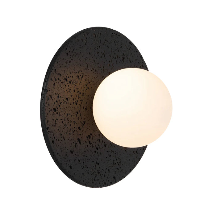 VARON: Black Travertine Base Interior Wall Light with Glass Shade (Available in Opal, Amber, Smoke, Textured Smoke, Clear & Frost)