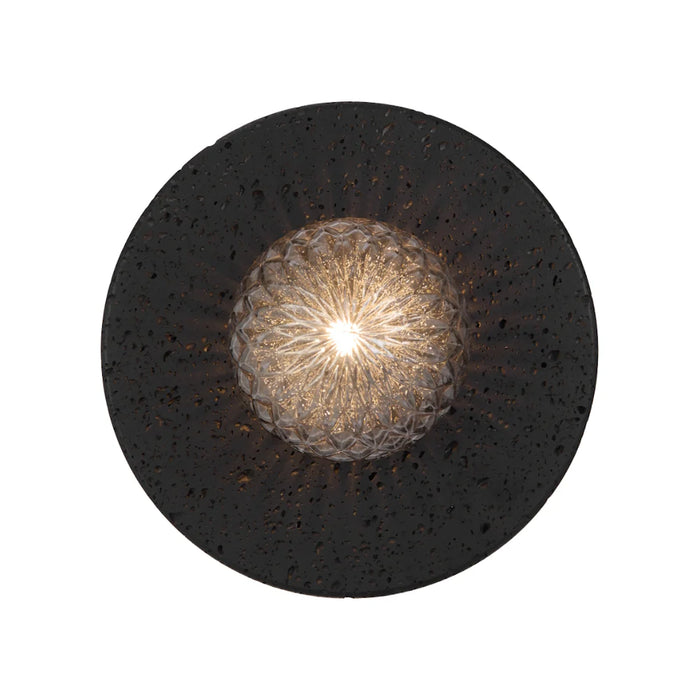 VARON: Black Travertine Base Interior Wall Light with Glass Shade (Available in Opal, Amber, Smoke, Textured Smoke, Clear & Frost)