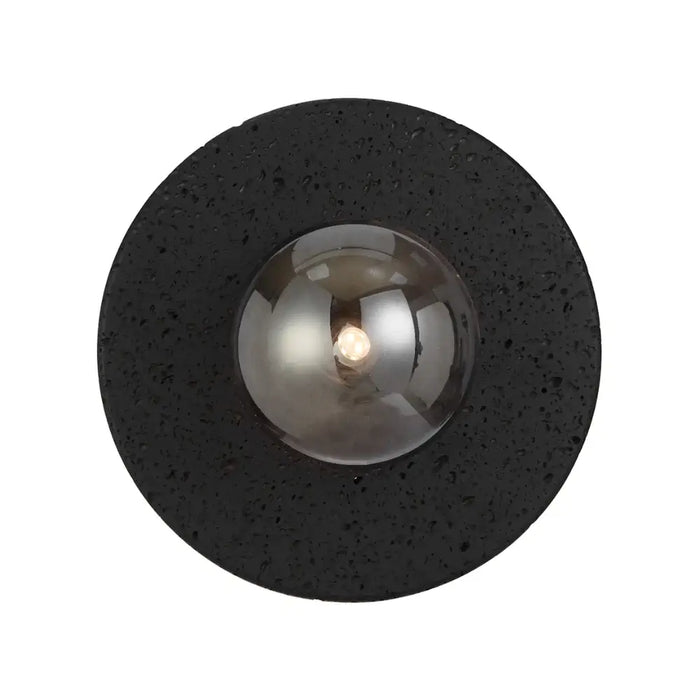 VARON: Black Travertine Base Interior Wall Light with Glass Shade (Available in Opal, Amber, Smoke, Textured Smoke, Clear & Frost)