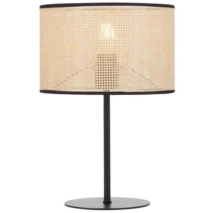 VELICE: Bohemian Style Table Lamp with Raffia Shade (Available in Vintage Brass, White & Black)