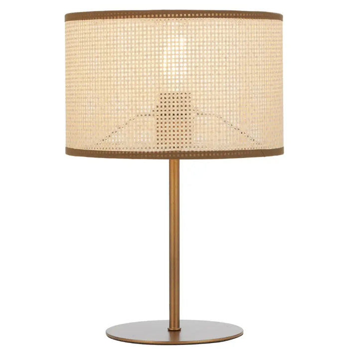VELICE: Bohemian Style Table Lamp with Raffia Shade (Available in Vintage Brass, White & Black)