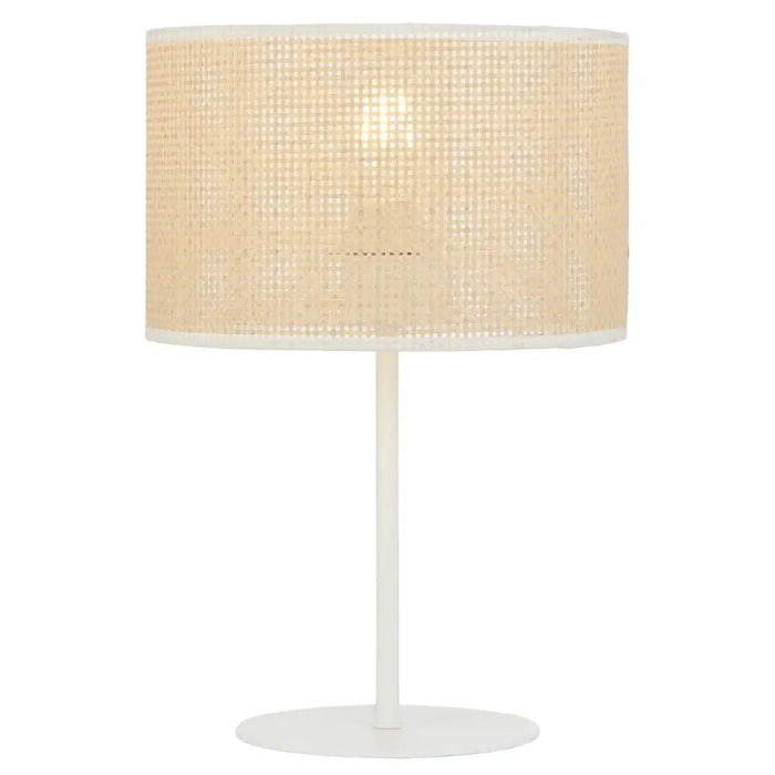 VELICE: Bohemian Style Table Lamp with Raffia Shade (Available in Vintage Brass, White & Black)