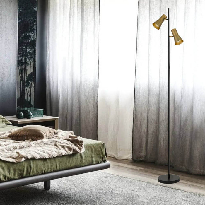 VERIK: Metal Floor Lamp with Rotatable Shades (Available in Black, Brass & Beige)