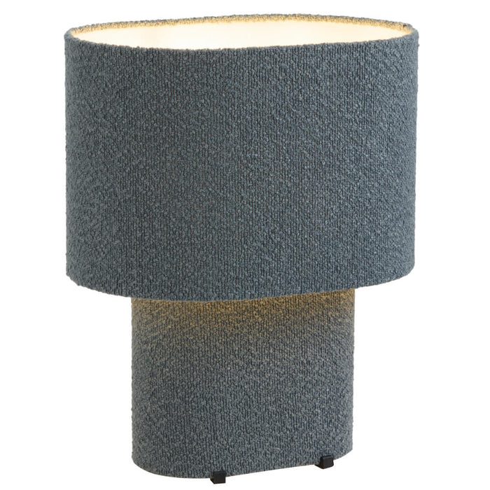 VERSO: Contemporary Table Lamp with Base and Shade Covered with Boucle Fabric (Available in Ivory, Green, Brown, Blue & Black)