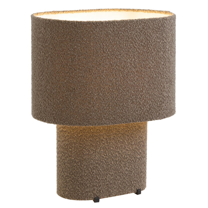 VERSO: Contemporary Table Lamp with Base and Shade Covered with Boucle Fabric (Available in Ivory, Green, Brown, Blue & Black)