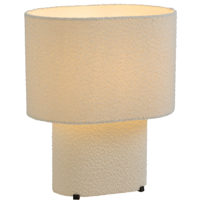 VERSO: Contemporary Table Lamp with Base and Shade Covered with Boucle Fabric (Available in Ivory, Green, Brown, Blue & Black)