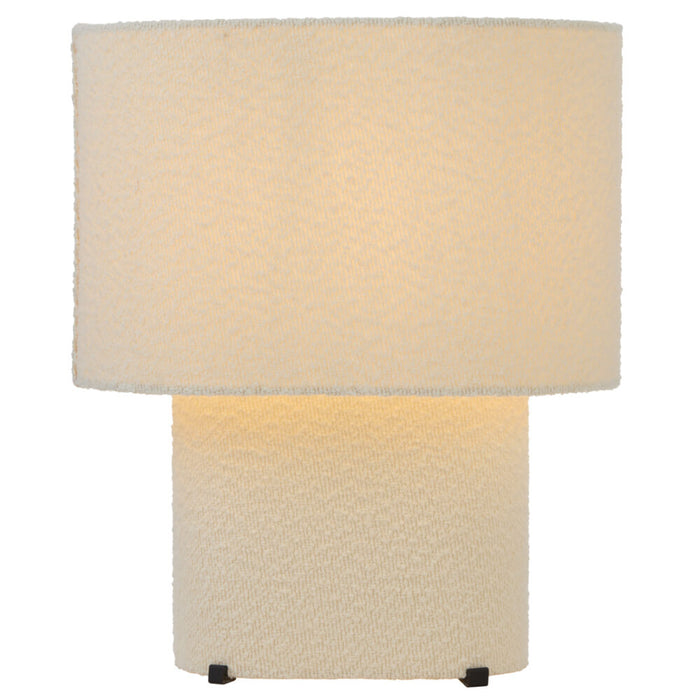 VERSO: Contemporary Table Lamp with Base and Shade Covered with Boucle Fabric (Available in Ivory, Green, Brown, Blue & Black)