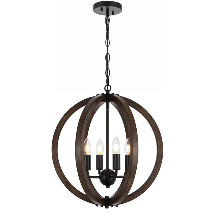 VESTAL: Sphere Shape Wood Pendant Light (Available in 4 Light & 6 Light)