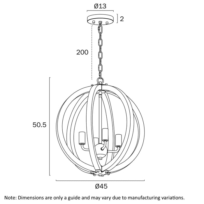 VESTAL: Sphere Shape Wood Pendant Light (Available in 4 Light & 6 Light)