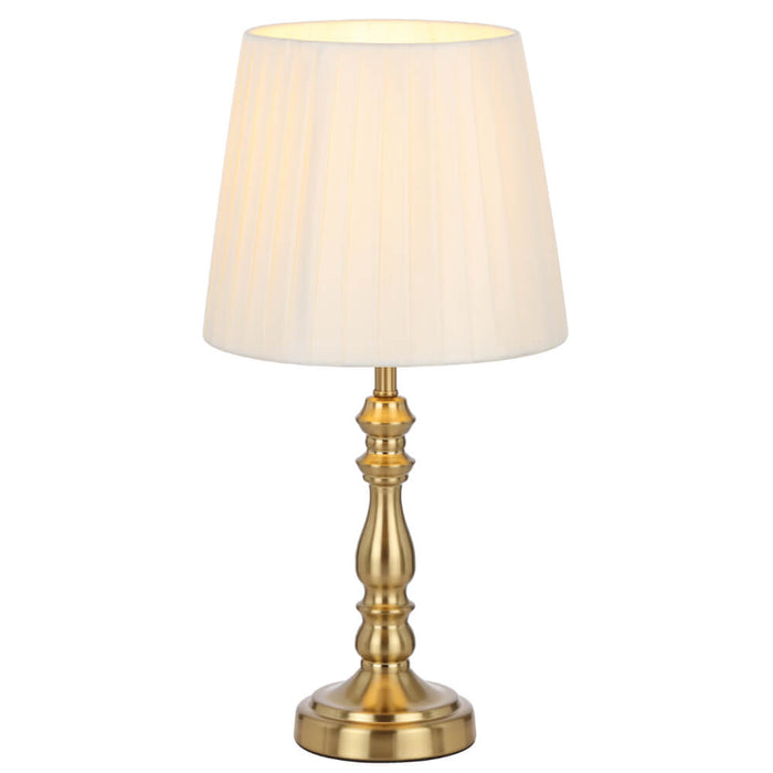 VIDA: Table Lamp With Elegant Pleated Fabric Shade (Available in Antique Gold & Nickel)